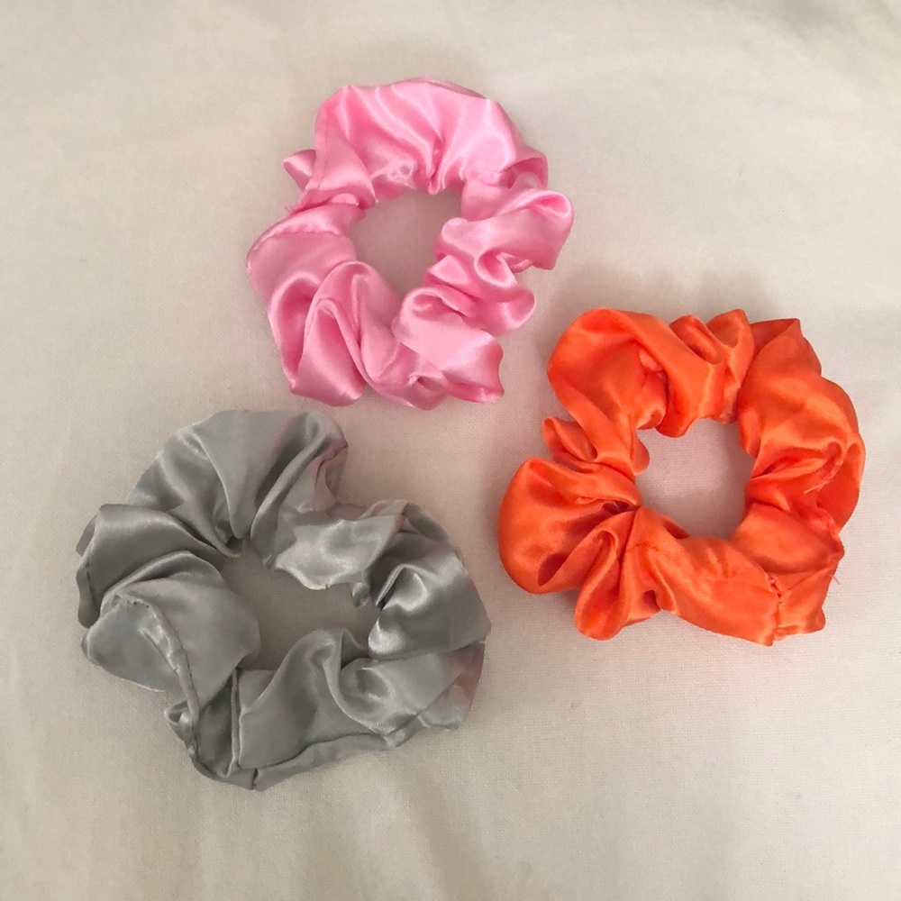 Satin Hair Scrunchies-Set of 3- mix color as photo